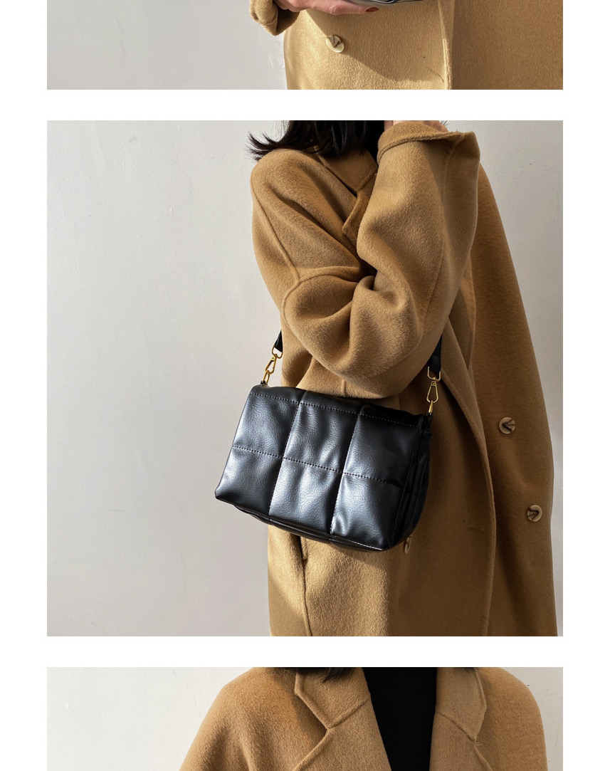 Fashion Black Embroidered Thread Flap Solid Color One-shoulder Messenger Bag,Shoulder bags