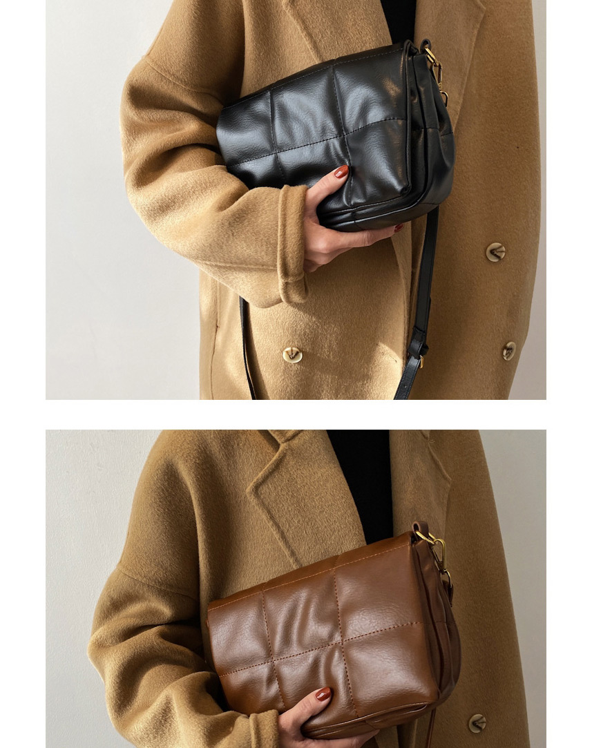 Fashion Coffee Color Embroidered Thread Flap Solid Color One-shoulder Messenger Bag,Shoulder bags