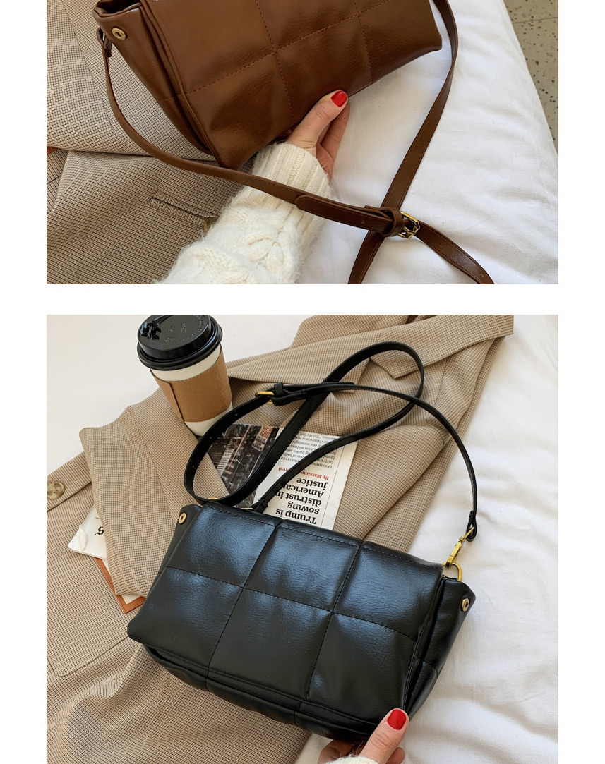 Fashion Coffee Color Embroidered Thread Flap Solid Color One-shoulder Messenger Bag,Shoulder bags