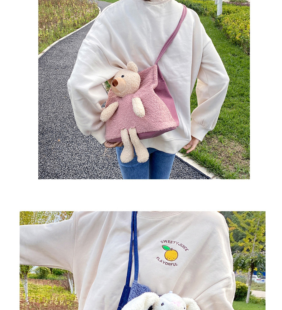 Fashion Pink Bear Cow Pattern Animal Doll Plush One-shoulder Armpit Bag,Messenger bags