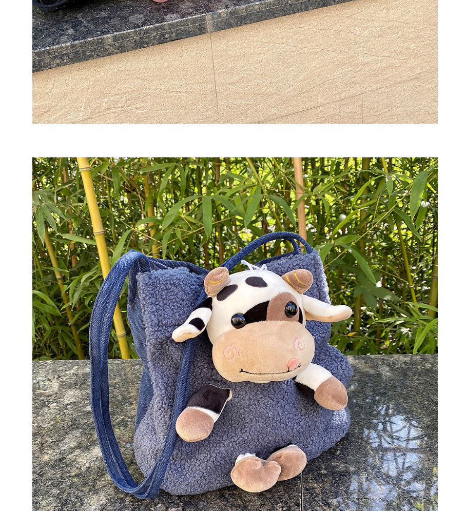 Fashion Blue Bear Cow Pattern Animal Doll Plush One-shoulder Armpit Bag,Messenger bags
