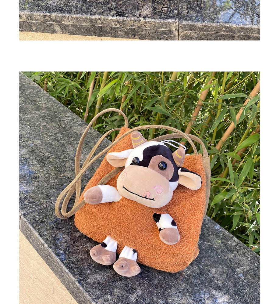 Fashion Black Cow Cow Pattern Animal Doll Plush One-shoulder Armpit Bag,Messenger bags