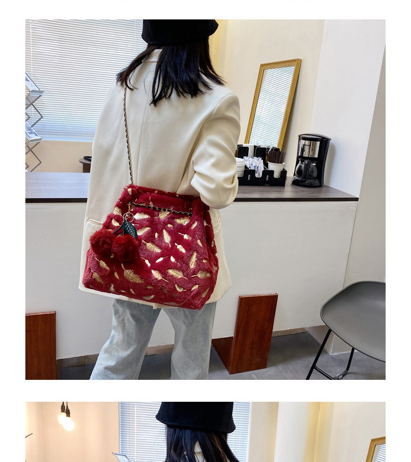 Fashion Red Plush Bronzing Feather Shoulder Messenger Bag,Shoulder bags