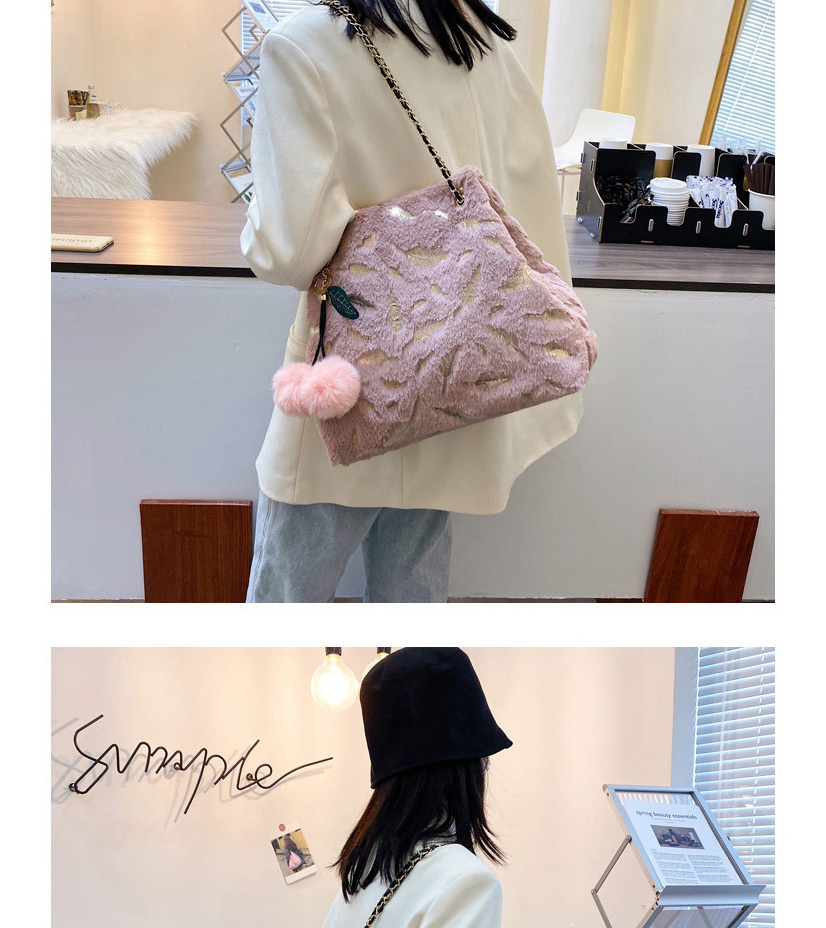 Fashion Pink Plush Bronzing Feather Shoulder Messenger Bag,Shoulder bags