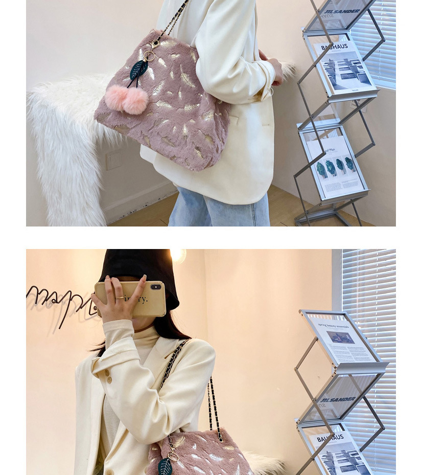 Fashion Pink Plush Bronzing Feather Shoulder Messenger Bag,Shoulder bags