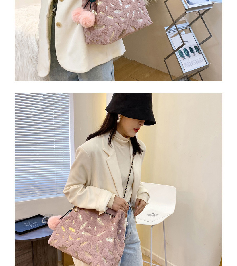 Fashion Gray Plush Bronzing Feather Shoulder Messenger Bag,Shoulder bags
