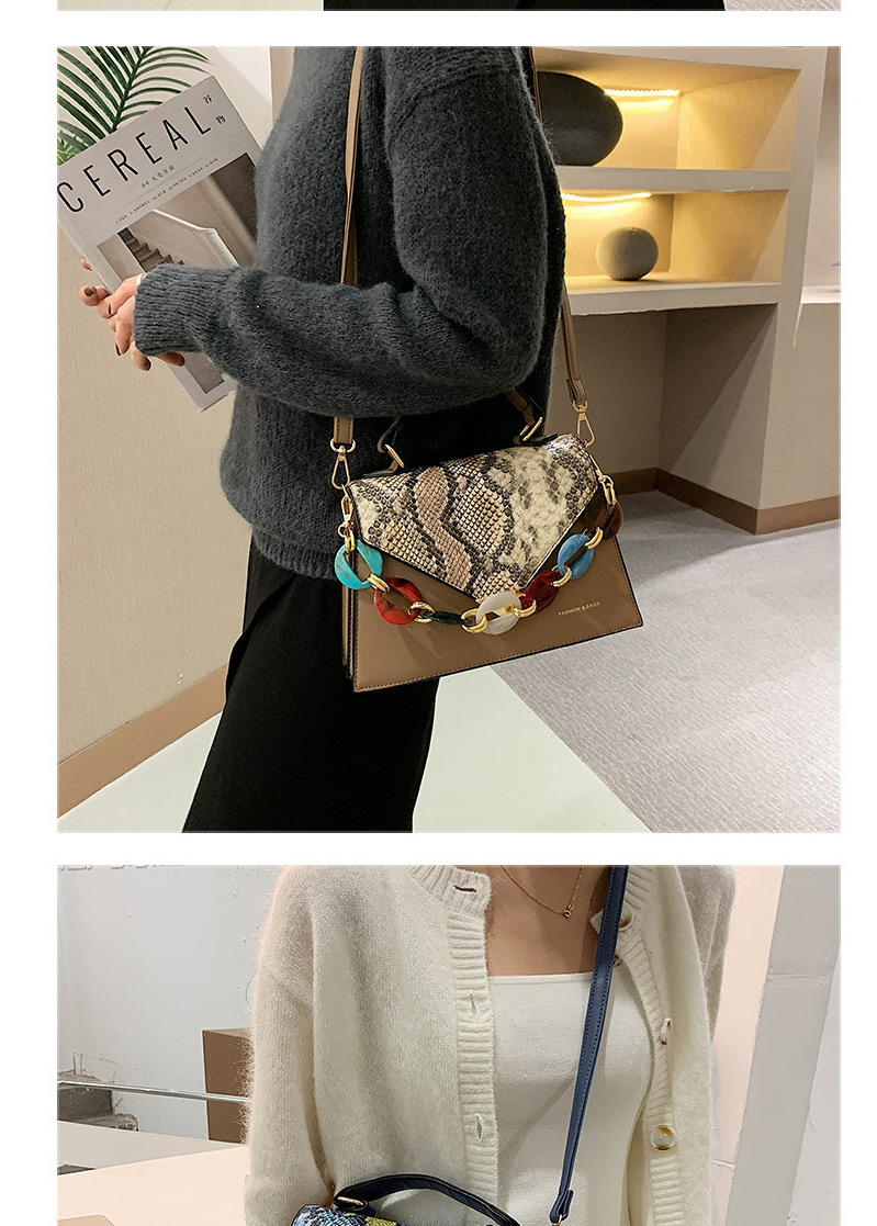 Fashion Yellow Contrast Snake Print Flap Crossbody Shoulder Bag,Messenger bags