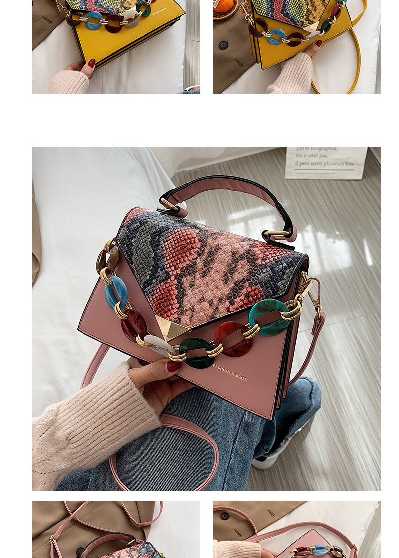 Fashion Khaki Contrast Snake Print Flap Crossbody Shoulder Bag,Messenger bags