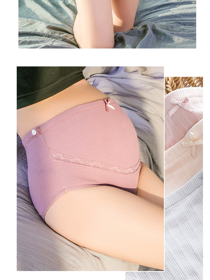 Fashion Purple + Pink + Skin (pure Color) Pure Cotton Breathable High Waist Belly Lift Adjustable Non-marking Pits Pregnant Women Underwear,SLEEPWEAR & UNDERWEAR