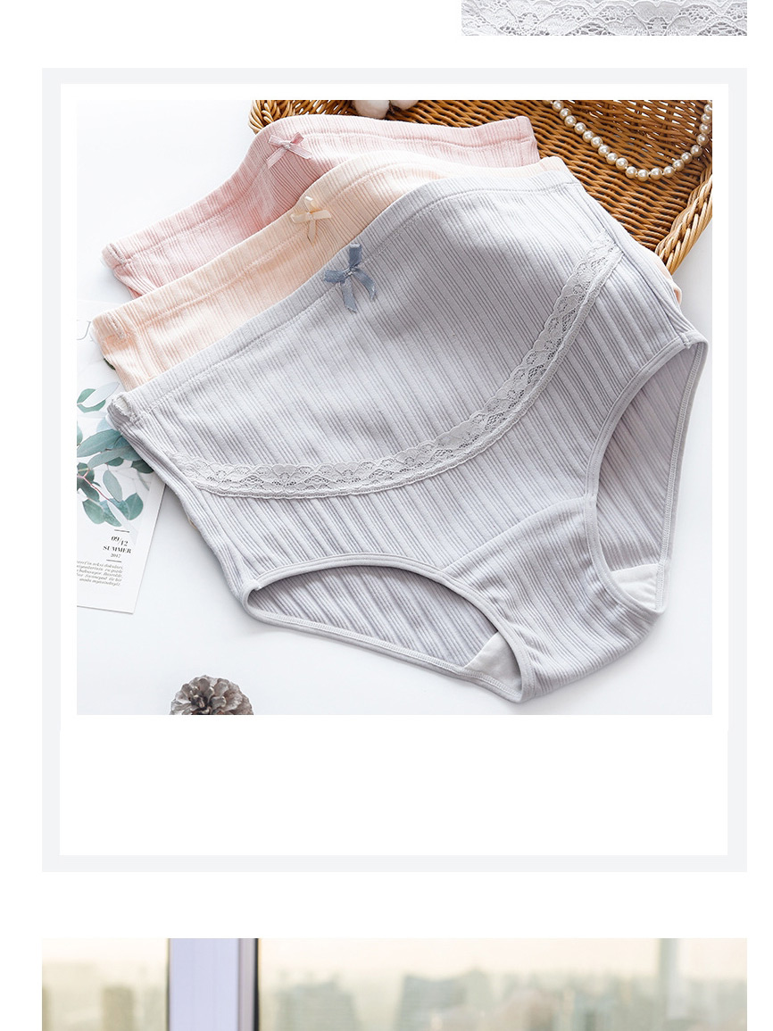 Fashion Gray Stripes + Khaki Stripes + Gray Pure Cotton Breathable High Waist Belly Support Adjustable Non-marking Pits Maternity Underwear,SLEEPWEAR & UNDERWEAR