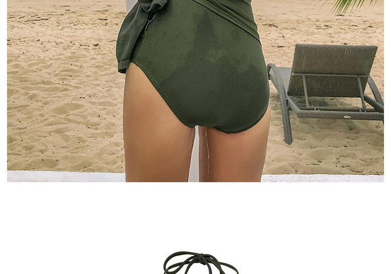 Fashion Green Deep V Backless Bow Tie One-piece Swimsuit,One Pieces