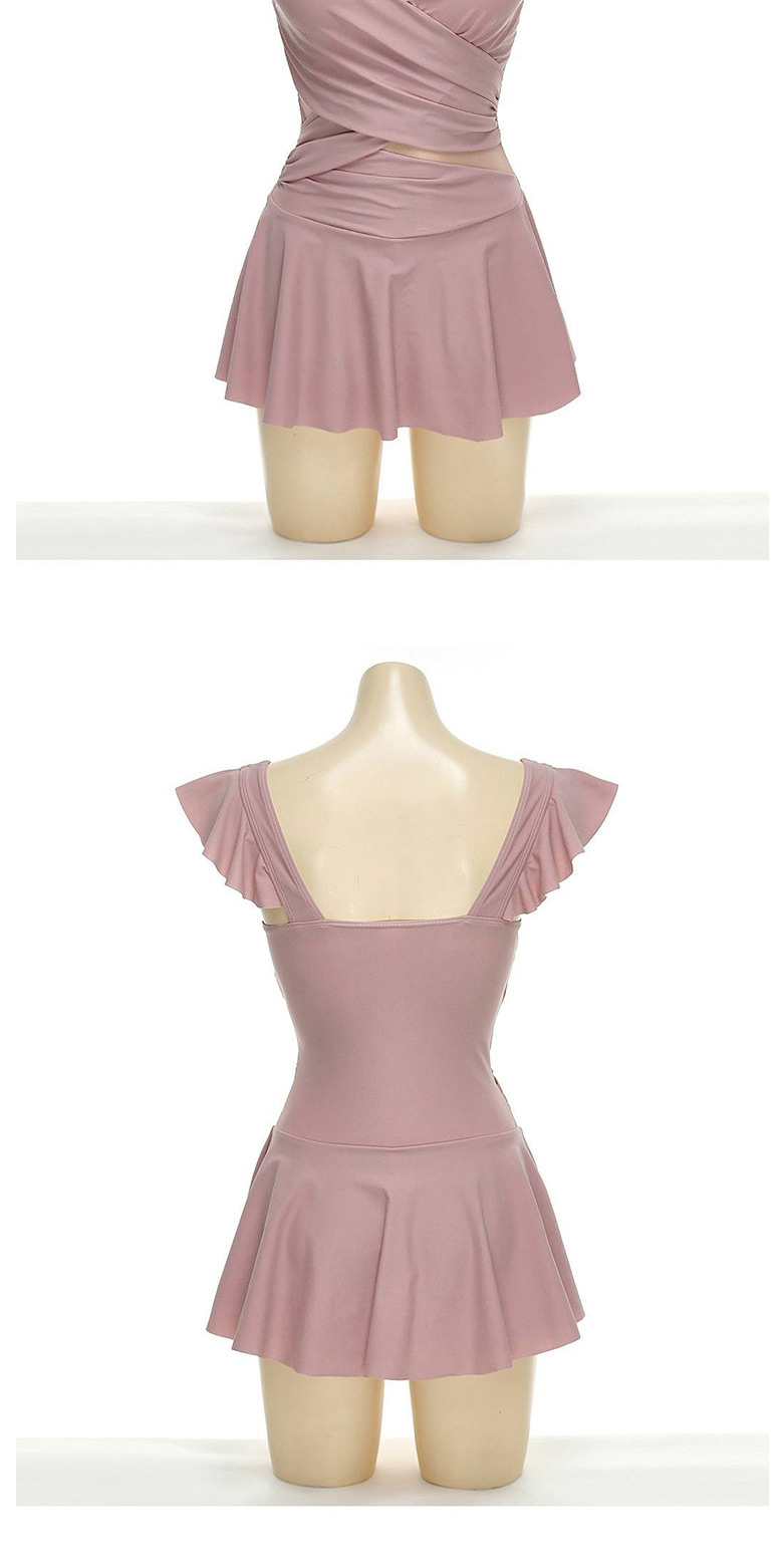 Fashion Pink Ruffle Stitch One-piece Swimsuit,One Pieces