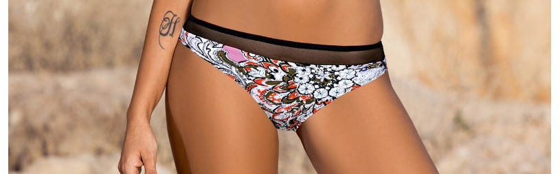 Fashion Black Pants Mesh Stitching Open Back Printed Split Swimsuit,Bikini Sets