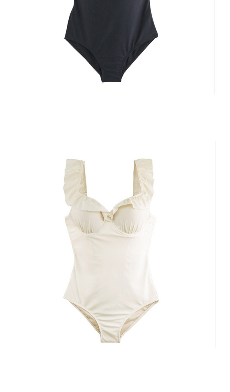 Fashion White Solid Color One-piece Swimsuit With Fungus,One Pieces