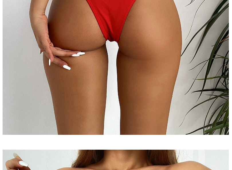 Fashion Red Ruffled Tube Top Hollow One-piece Swimsuit,One Pieces
