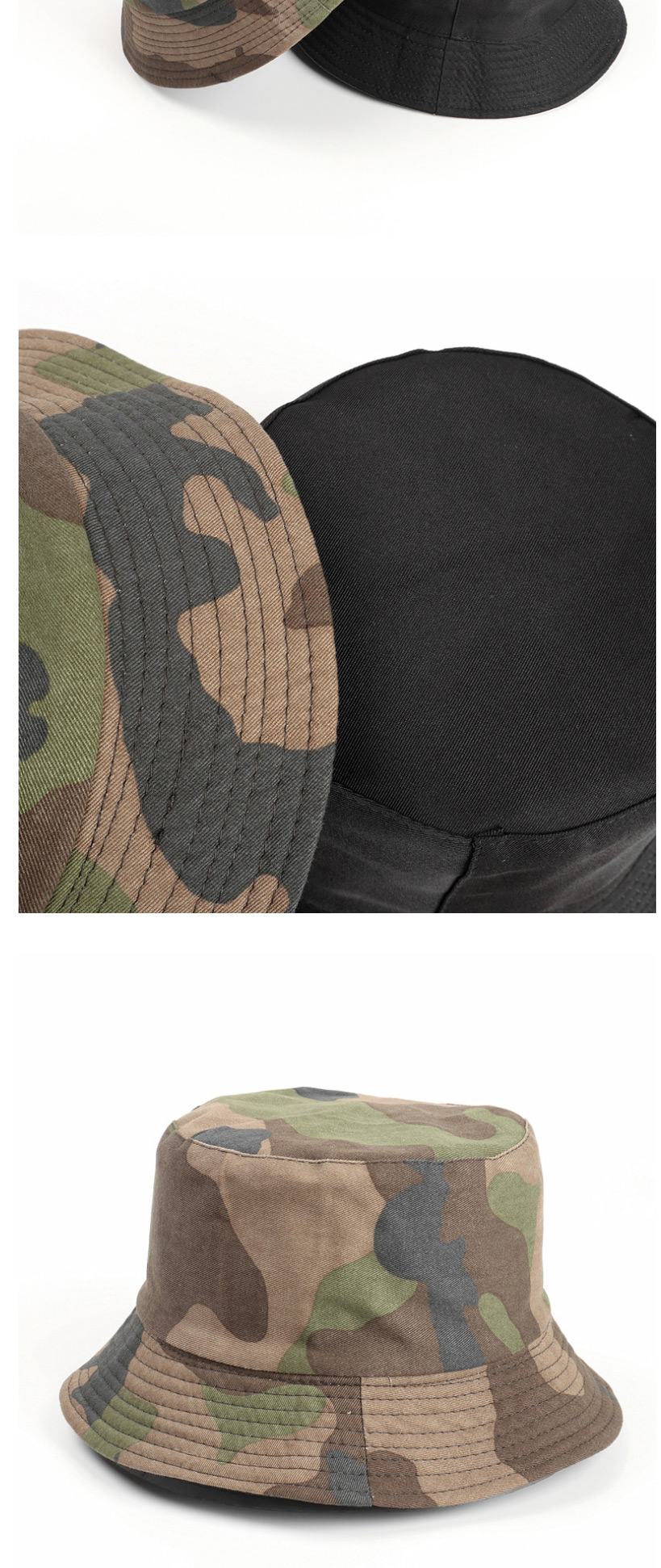 Fashion Polycotton Green Camouflage Double-sided Camouflage Sunscreen Fisherman Hat,Beanies&Others