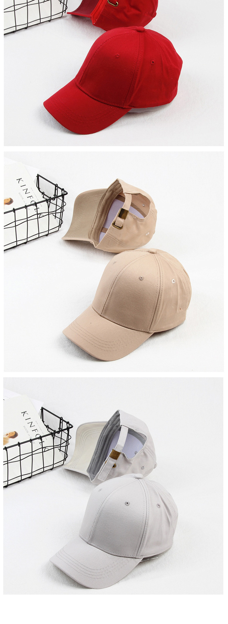 Fashion Light Gray Solid Color Cotton Cap With Curved Brim,Baseball Caps
