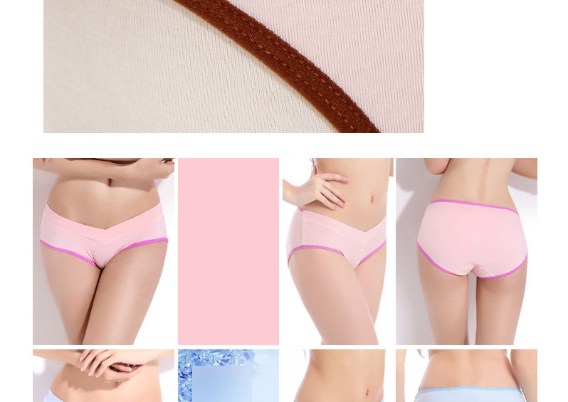 Fashion Pink Border Navy Blue Wave Point Large Size U-shaped Pregnant Women Underwear,SLEEPWEAR & UNDERWEAR