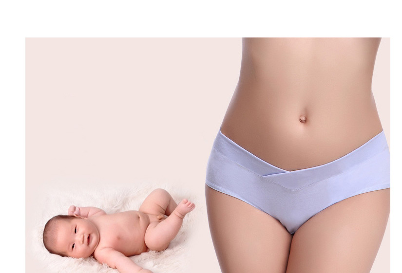 Fashion Foundation Blue Dot Low-rise Cotton Seamless Large Size U-shaped Maternity Panties,SLEEPWEAR & UNDERWEAR