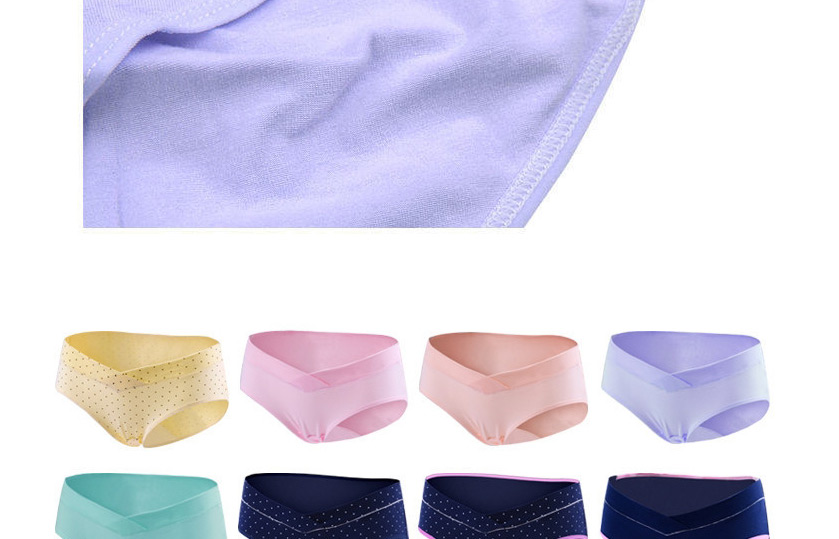 Fashion Elegant Skin + Purple Black Border + Navy Blue Wavelet Dots Large Size U-shaped Pregnant Womens Underwear (three Packs),SLEEPWEAR & UNDERWEAR