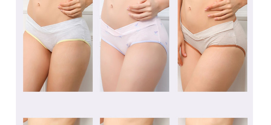 Fashion Gray Pinstripe Low-waist Cotton Belly Lift Seamless Large Size U-shaped Maternity Panties,SLEEPWEAR & UNDERWEAR