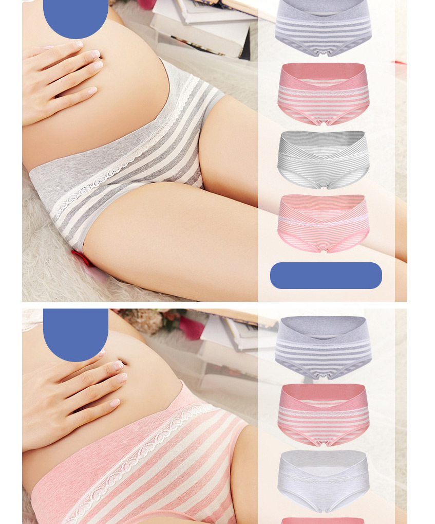 Fashion Pinstripe Pure Cotton Low-waist Belly Lift Seamless Large Size U-shaped Maternity Panties,SLEEPWEAR & UNDERWEAR