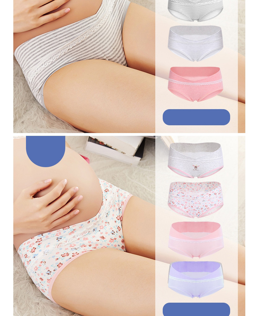 Fashion Pinstripe Pure Cotton Low-waist Belly Lift Seamless Large Size U-shaped Maternity Panties,SLEEPWEAR & UNDERWEAR