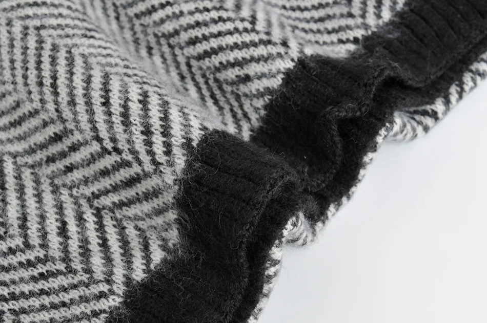 Fashion Black Herringbone Knit Scarf Shawl,knitting Wool Scaves