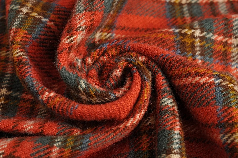 Fashion Red Plaid Fringed Cashmere Scarf Shawl,knitting Wool Scaves