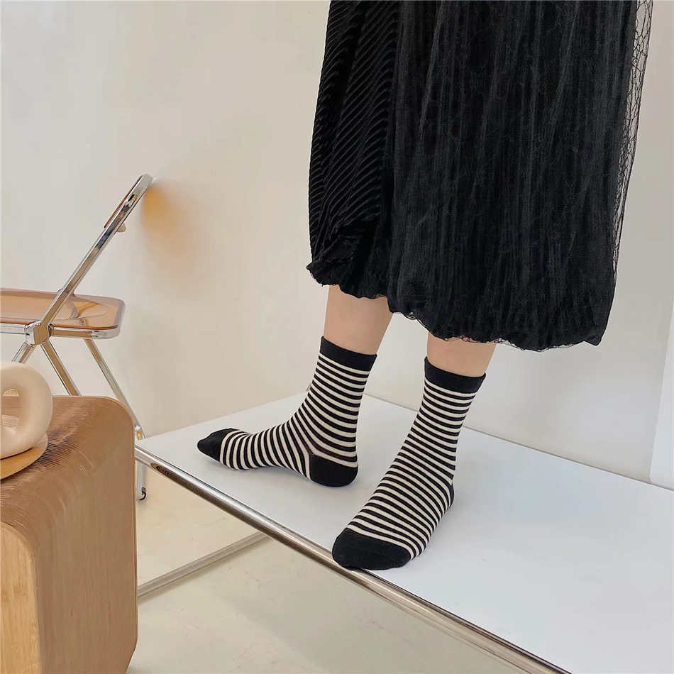 Fashion Black Striped Cotton Socks,Fashion Socks