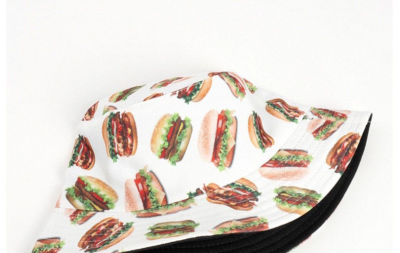 Fashion Burger Double Hamburger Print Double-sided Fisherman Hat,Beanies&Others
