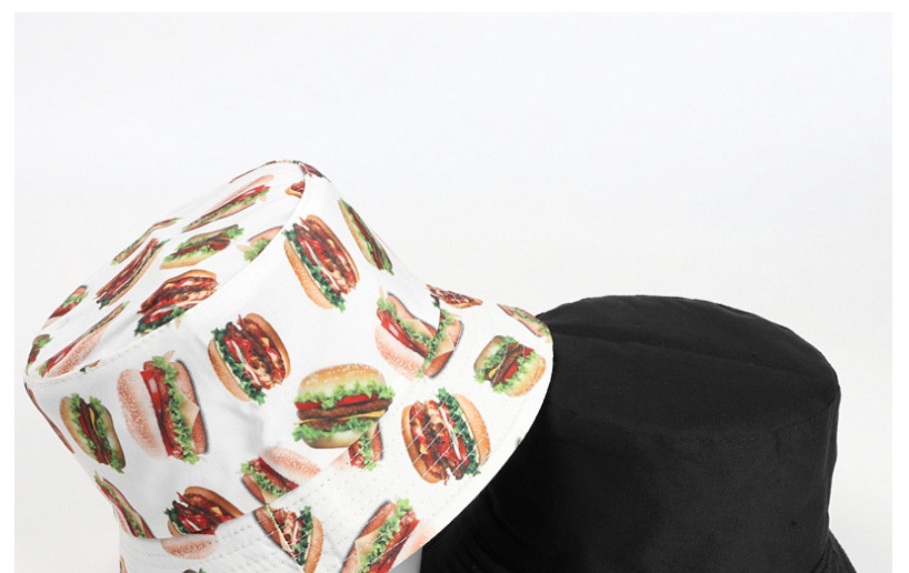 Fashion Burger Double Hamburger Print Double-sided Fisherman Hat,Beanies&Others