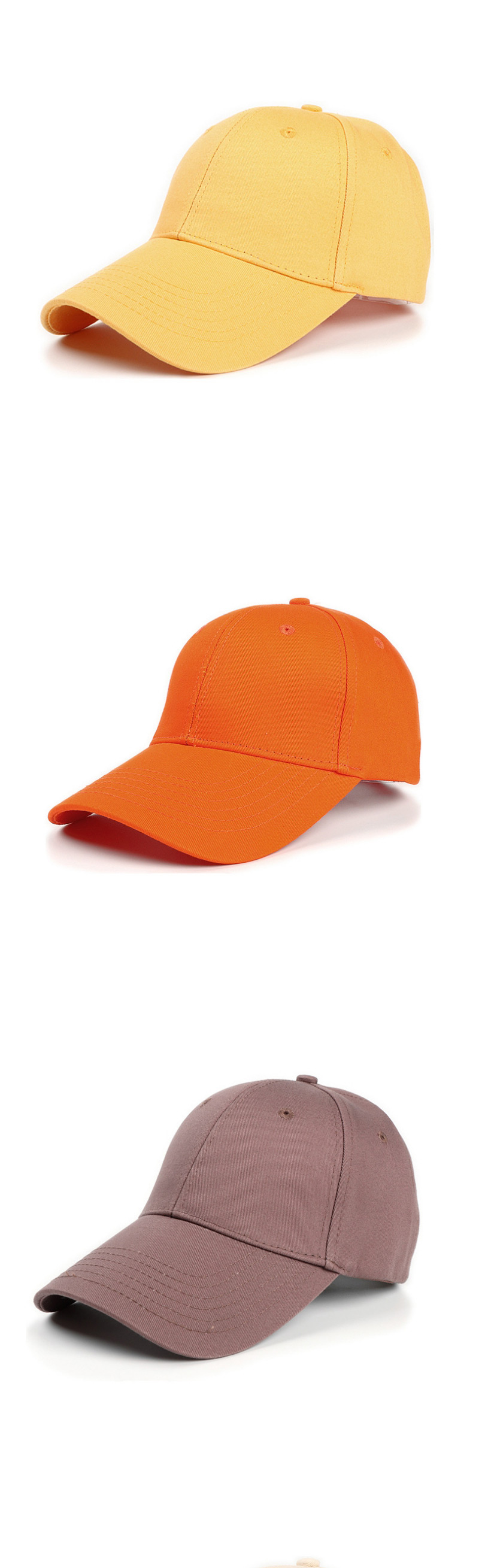 Fashion Orange Cotton Hard Top And Long Brim Baseball Cap,Baseball Caps