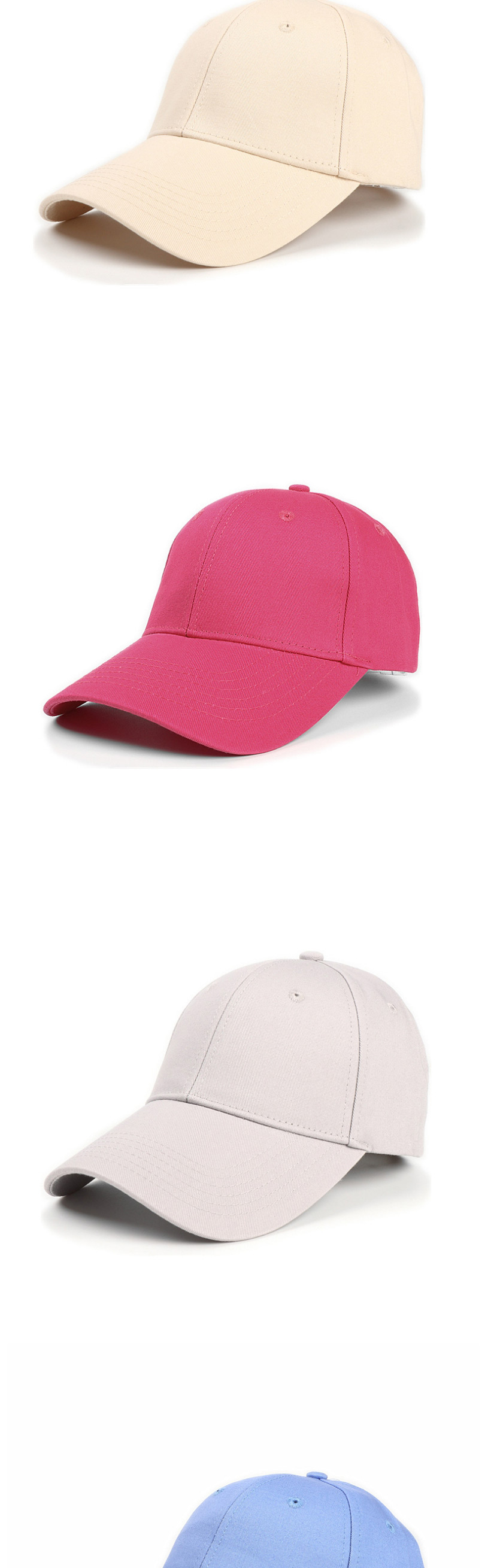 Fashion Rose Red Cotton Hard Top And Long Brim Baseball Cap,Baseball Caps