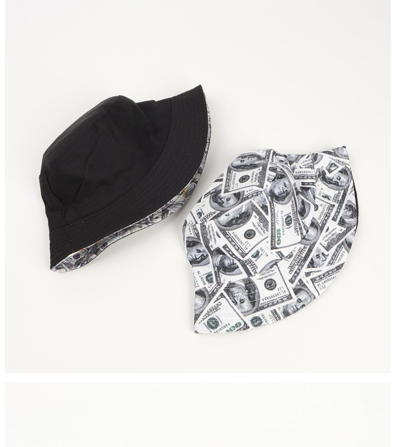 Fashion White Dollar Print Double-sided Fisherman Hat,Beanies&Others