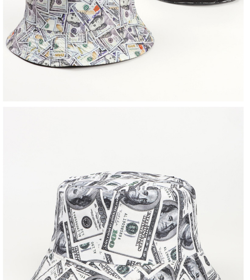 Fashion White Dollar Print Double-sided Fisherman Hat,Beanies&Others