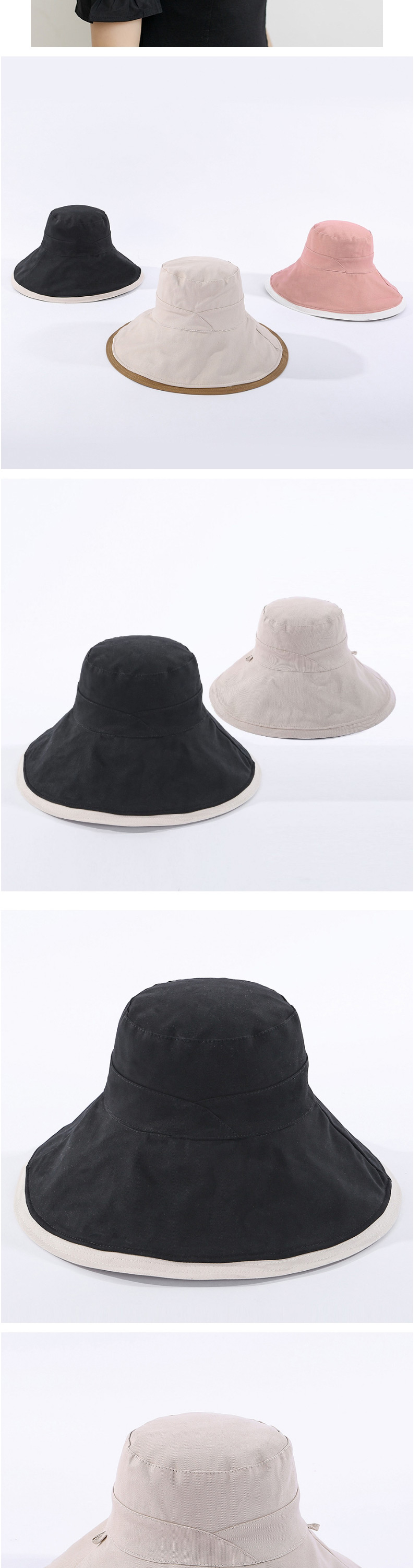 Fashion Black Cotton Double-sided Fisherman Hat,Beanies&Others