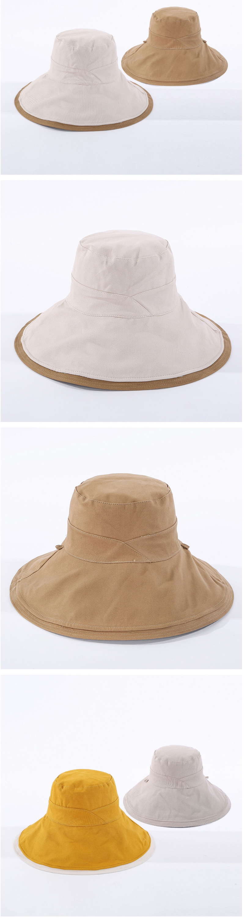 Fashion Beige Cotton Double-sided Fisherman Hat,Beanies&Others
