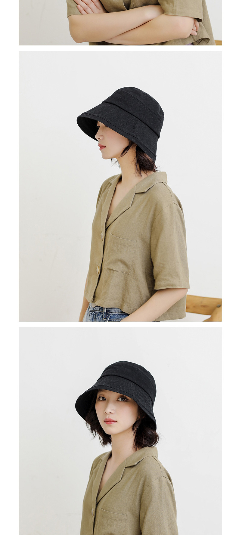 Fashion Khaki Cotton Solid Color Stitching Fisherman Hat,Beanies&Others