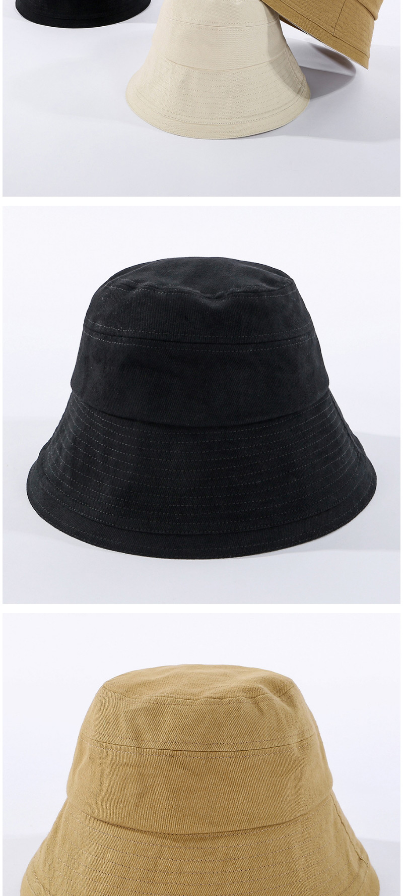Fashion Black Cotton Solid Color Stitching Fisherman Hat,Beanies&Others