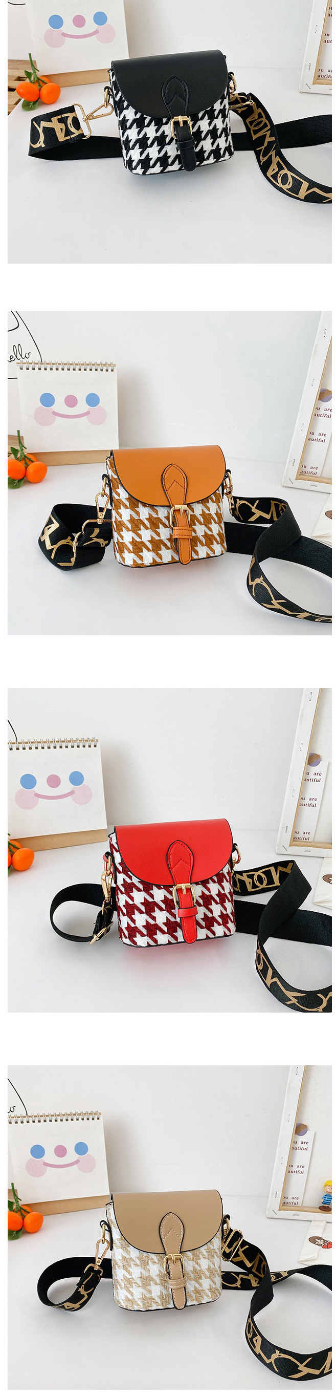 Fashion Khaki Childrens Single Shoulder Messenger Bag With Lattice Belt Buckle,Shoulder bags
