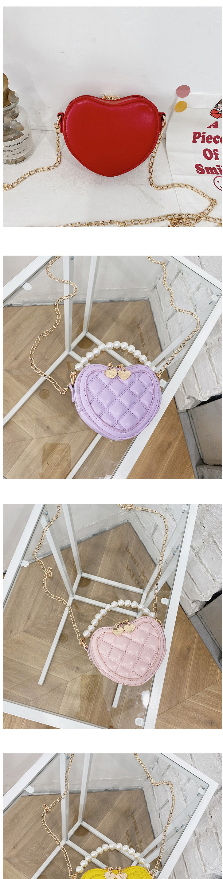 Fashion Pink Chain Diamond Childrens One-shoulder Diagonal Bag,Shoulder bags