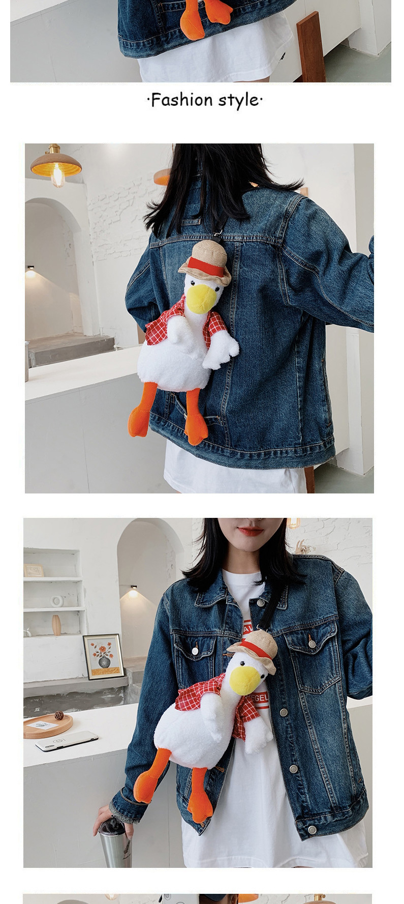 Fashion Red Ugly Cute Vest Duck Plush Toy One-shoulder Messenger Bag,Shoulder bags