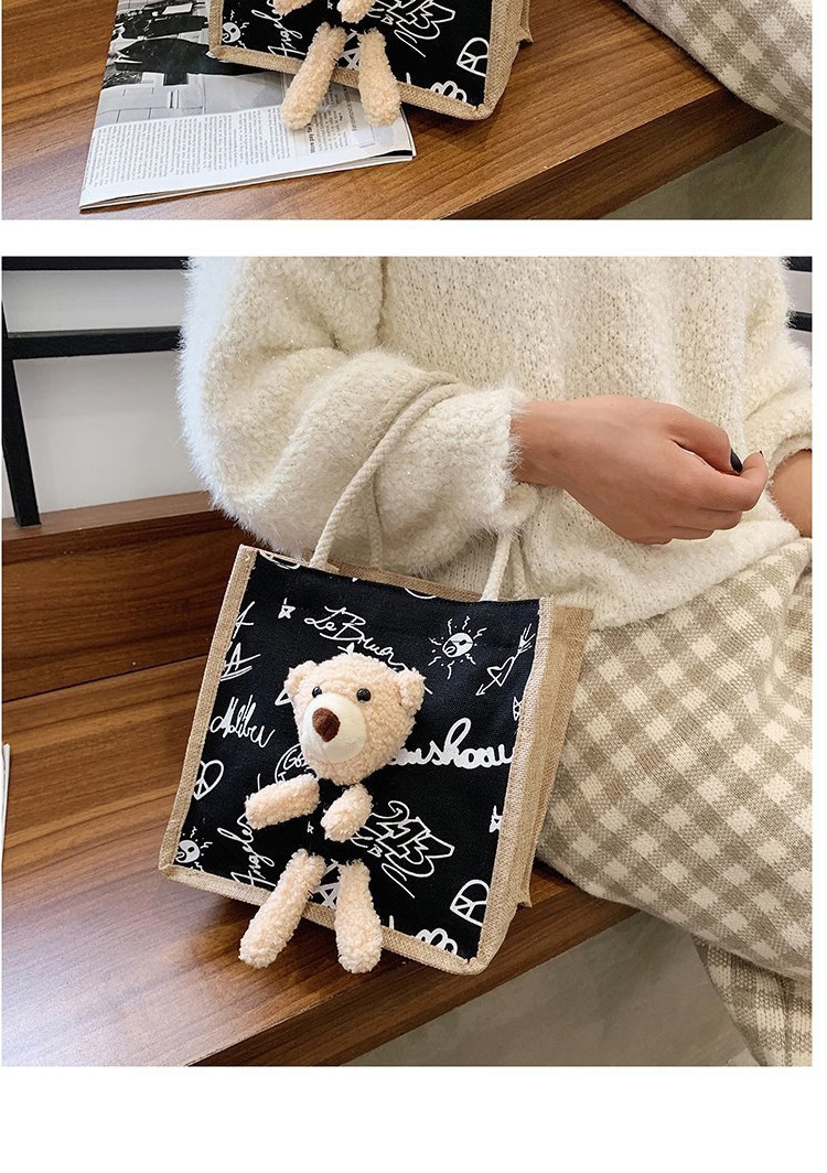 Fashion Alphabet White Bear Print Doll Nylon Handbag,Handbags