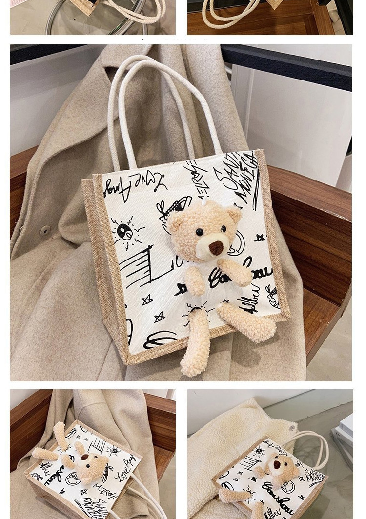 Fashion Cow White Bear Print Doll Nylon Handbag,Handbags