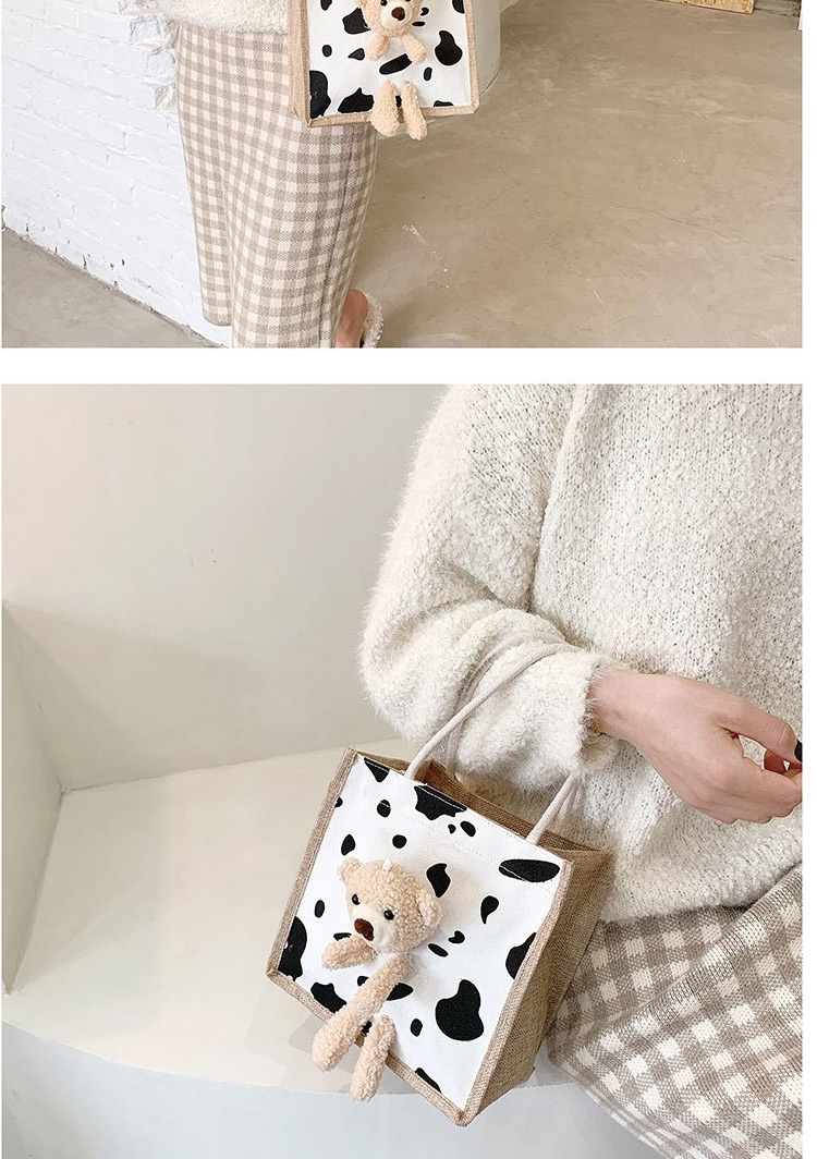 Fashion Letter Black Bear Print Doll Nylon Handbag,Handbags