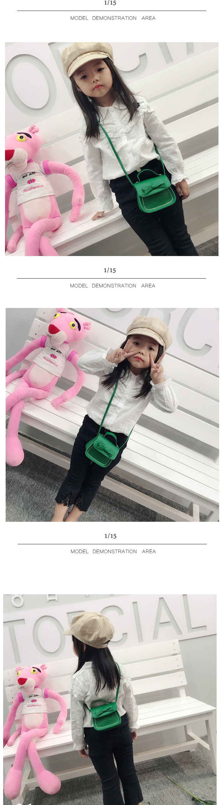 Fashion Green Bowknot Flap Childrens Shoulder Messenger Bag,Shoulder bags