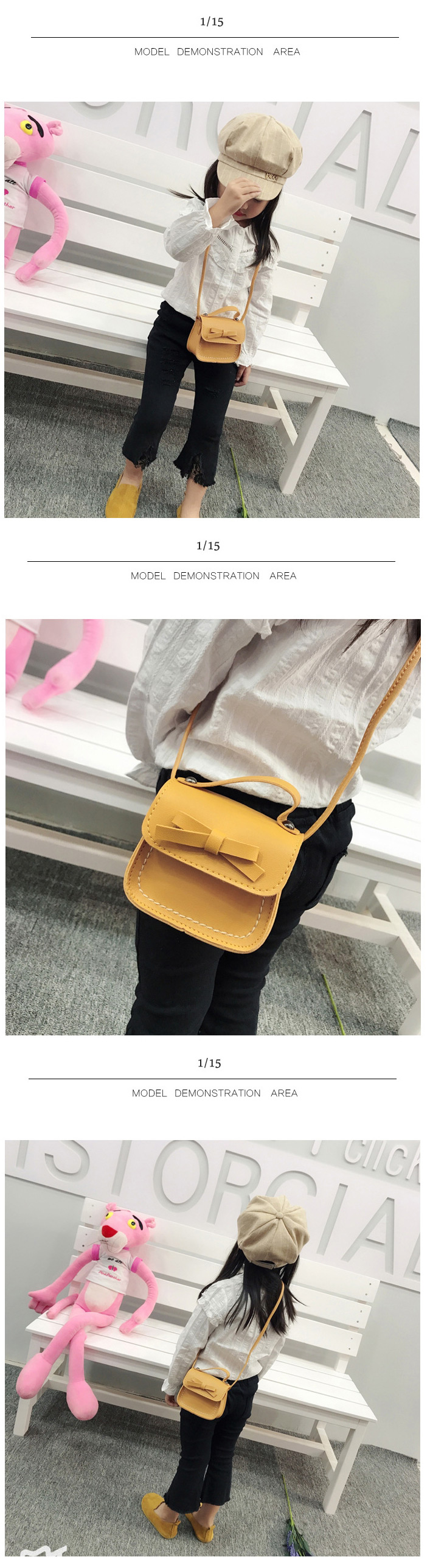 Fashion Yellow Bowknot Flap Childrens Shoulder Messenger Bag,Shoulder bags