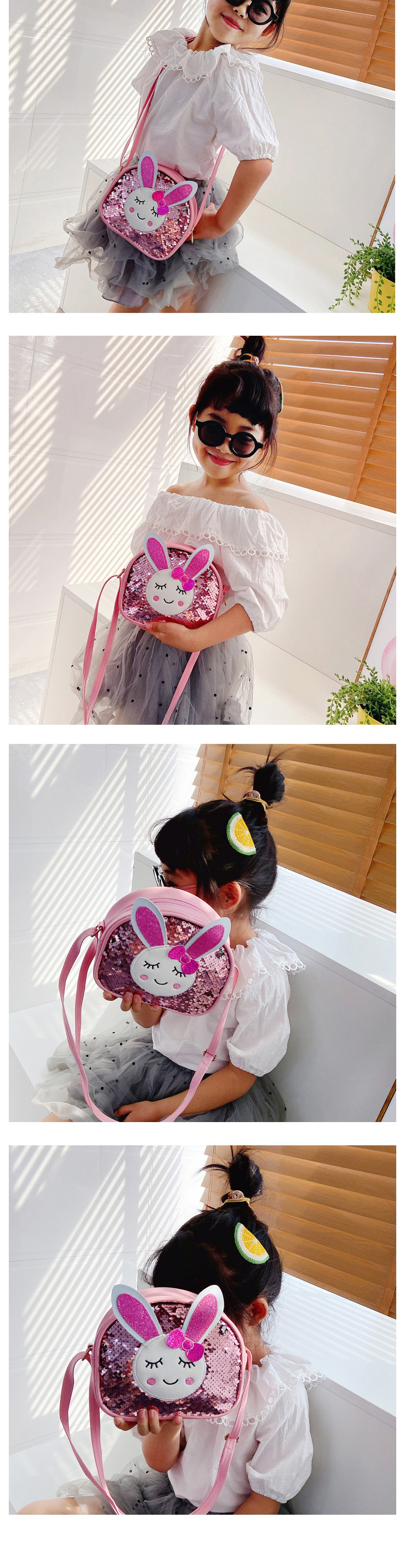 Fashion Black Sequined Bunny Childrens One-shoulder Messenger Bag,Shoulder bags