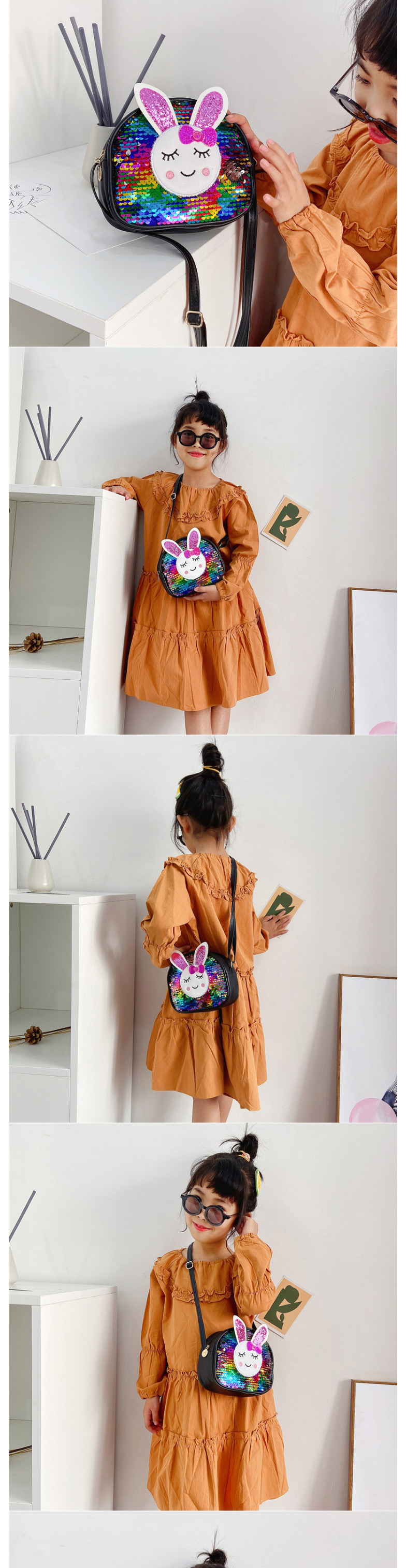 Fashion Red Sequined Bunny Childrens Shoulder Messenger Bag,Shoulder bags